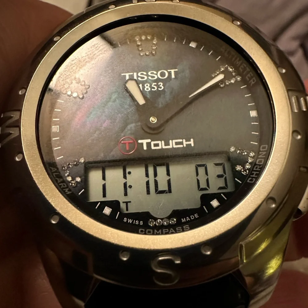 New with tags- Tissot Watch- T-Touch‎ II Titanium with mother of pearl